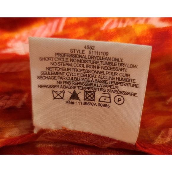 Tory Burch Blouse Silk Blend Size 10 Ruffle Neck Long Flared Sleeves Orange Red - Picture 13 of 13